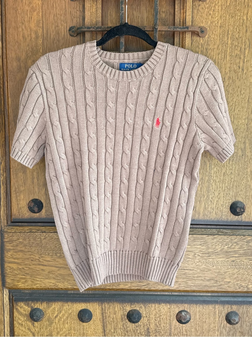 Polo by Ralph Lauren Chocolate Short-Sleeve Cable Knit Sweater Size M